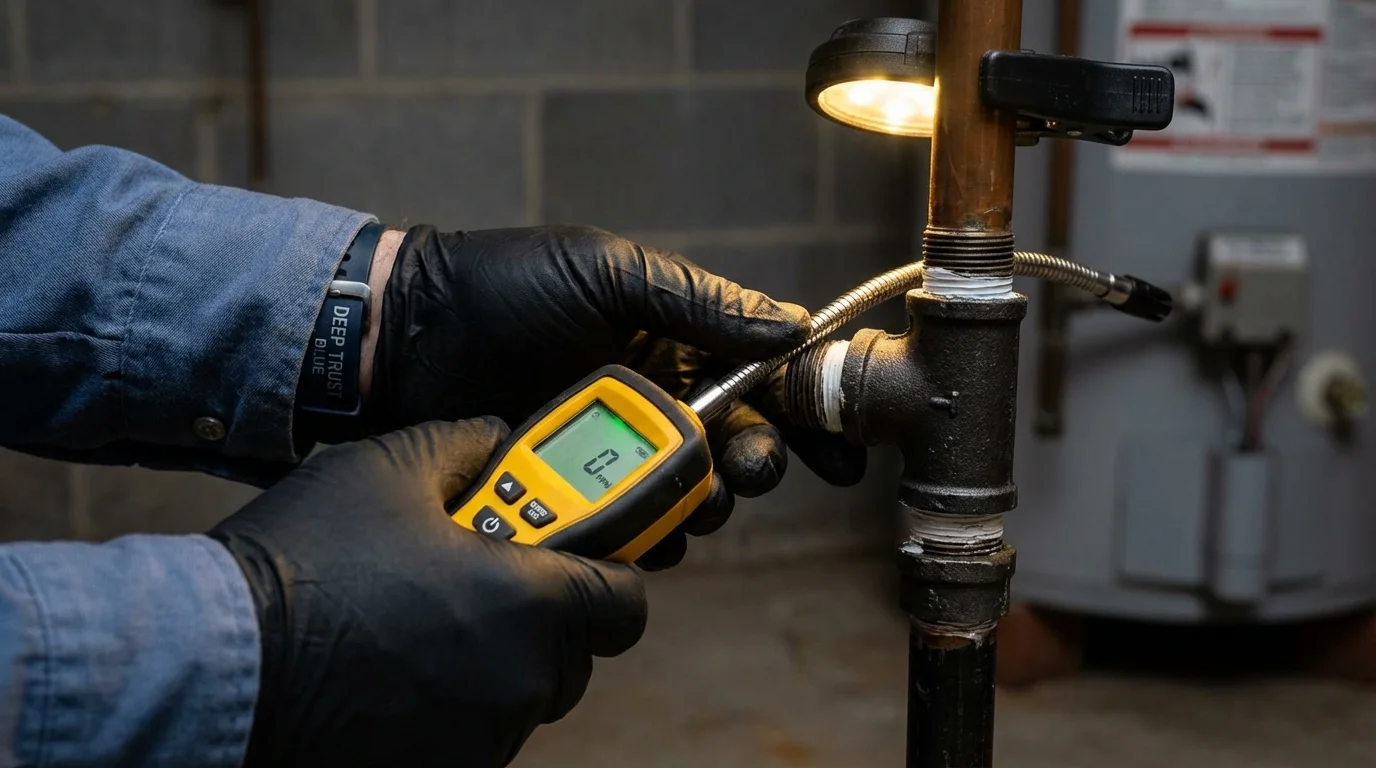Gas leak detection with electronic sniffer by Johns Plumbing LLC in Live Oak