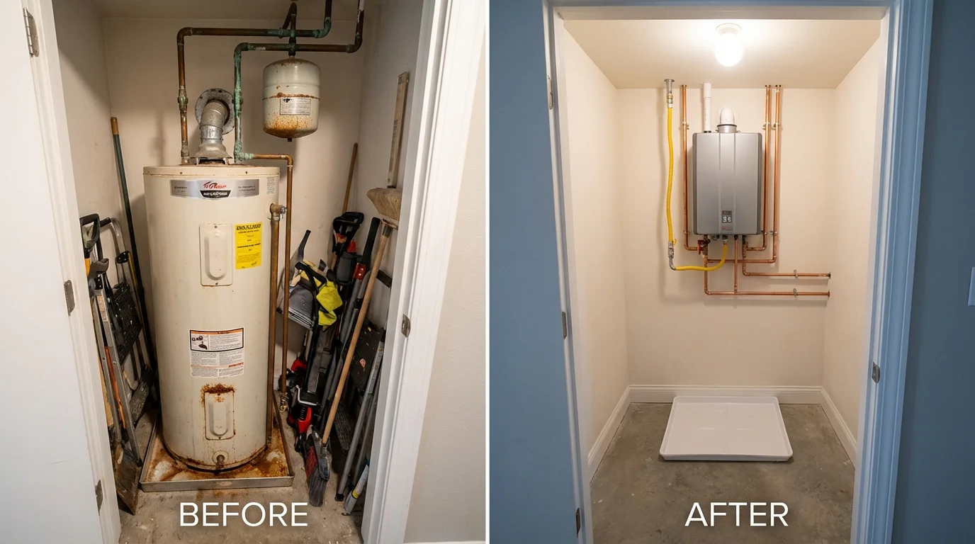 Tank water heater versus wall-mounted tankless unit comparison for Live Oak, FL homeowners